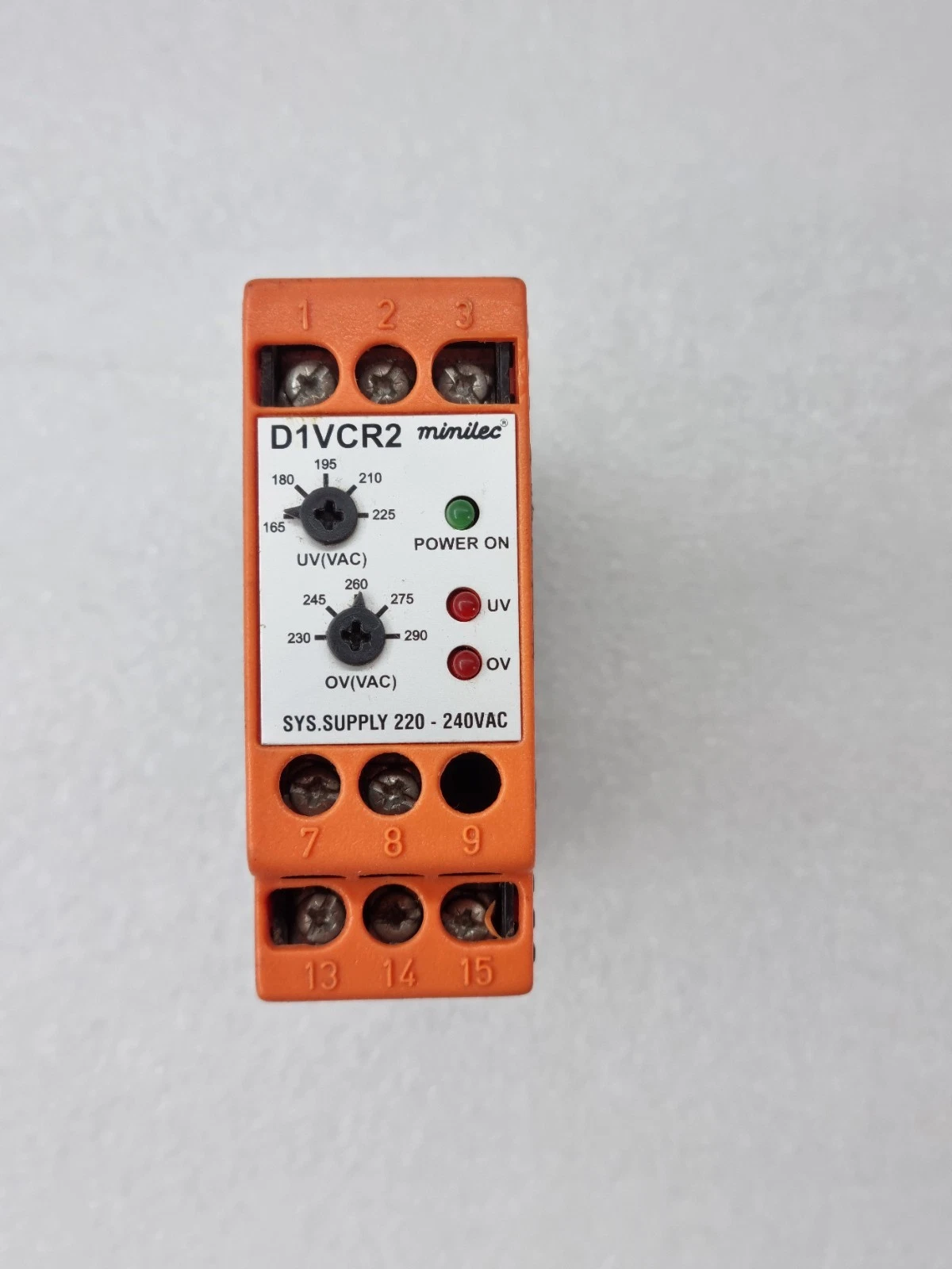 Minilec D1VCR2 Under/Over Voltage Relay 220–240 VAC (USED WORKING)(SINGLE PHASE)